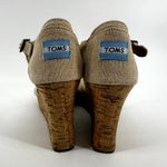 Toms Sienna Cork Wedge Sandals Crisscross Strap Classic Ankle Canvas Beige 12 Photo 5