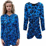 ZARA NWT DRAPED Floral Ruched PRINT DRESS Mid-blue Photo 2