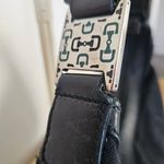 Gucci Handbag Rare Horsebit Jacquard Canvas Black Green Stripe Bag purse Photo 3