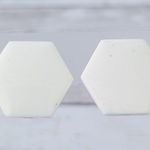 Vintage Clip On Earrings Cream Hexagon Shape Photo 0