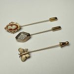 Signed Avon Lapel Stick Pin Gold Tone Lot Of 3 Cameo, Butterfly Etc Photo 0