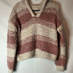 Hippie Rose  Striped Textured Hoodie - Pink and Cream Photo 0