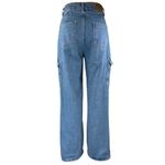 ZARA Women's Blue High Waisted Straight Wide Leg Cargo Denim Jeans Pants Size 2 Photo 2