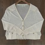 Anthropologie Moth  V-Neck Linen Blend Cardigan Sweater in Cream Size Small Photo 0