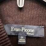Evan Picone  Mock Neck Cable Knit Sweater Size 2X 3/4 Sleeve Brown Lightweight Photo 2
