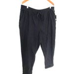 Lucky Brand NWT Black Linen Blend Utility Drawstring Pull-Up Pants Sz XL Photo 1