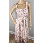 Japna  Pink Floral Smocked‎ Boho Flowy Maxi Dress Size S Cottagecore Coquette Photo 1