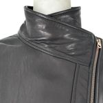 DKNY Black Lamb Skin Leather Biker Moto Zip Jacket Size Small Motorcycle Photo 2