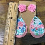 None Women's Floral Earring Set Pink Rose Studs Rose Dangles Teardrop Dangles Fashion Photo 2