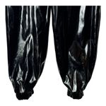 I am gia  Pants Women Small Black Faux Patent Leather Cobain Jogger‎ Goth Baggy Photo 5