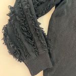 1. State  Women's Black Fringe Balloon Sleeve Crew Neck Pullover Sweater Large Photo 4