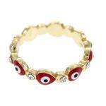 Gold Plated Red Evil Eye Ring Photo 0