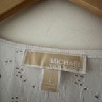 Michael Kors White Eyelet V Neck Blouse Flutter Ruffle Sleeve Photo 4