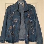 White Stag  Women’s Small (4/6) Floral Embroidered Jean Jacket Vintage 90s Denim Photo 0