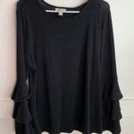 Style & Co  Black Triple Bell Long Sleeve Blouse Photo 0