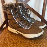 Lands End brown genuine leather faux fur winter boots 6.5 Photo 1