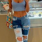 Aeropostale Blue Seriously Soft Cozy Cropped Bungee Ribbed Knit Cami Crop Tank Top Photo 1