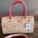 Coach Rowan Satchel In Signature Canvas With Stripe Heart Print GOLD HEART Photo 4