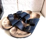 Birkenstock Arizona Navy Blue Leather Buckle Strap Slide Slip On Sandals Size 40 Photo 1
