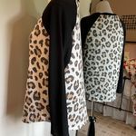 Riah Fashion Large Black Leopard Print Raglan Top Photo 2