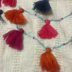 THML Multi Colored Tassel Cream Tank Blue Gingham Ribbon Ties size Small Photo 9