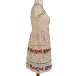 Boston Proper  Mexican Floral Embroidered Beaded Crochet Lace Strapless Dress 4 Photo 6