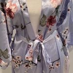 Linea Donatella NWT  Blue Floral Print Satin Wrap Robe Size Small / Medium Bridal Photo 7