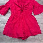 Listicle  Rowan Red Tie Romper Medium Bell Sleeve Photo 3