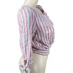 Faith and joy Sz S Cropped 3/4 Sleeve Blouse Top Pink Beige Striped Nautical Photo 6