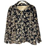 Style & Co Velour Track Jacket 2X Plus Size Black Brown Floral Y2K AOP Grunge Whimsigoth‎ Photo 0