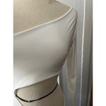 Nasty Gal  white satin part time lover bare Shoulder Long Sleeve bodysuit Size 8 Photo 7