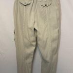 Nicole Miller Linen Lyocell Cuffed Khaki Tan Tapered Straight Leg Cargo Pants Photo 8