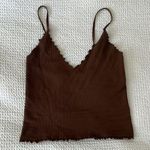 Free People  TANK Brown Ribbed Women's Top Photo 0