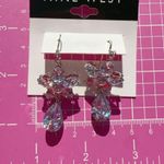 Nine West  crystal flowers diamonds drops sliver tone Earrings 925 sterling silve Photo 3