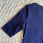 August Silk  navy blue top petite Photo 1
