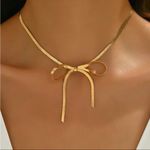 Pretty Gold Plated Bow Necklace​ Photo 0