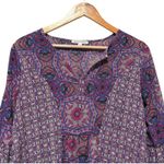 Notations Womens Babydoll Top S Purple Pink Boho Festival Retro Print Peasant Photo 3