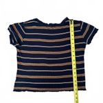 Hippie Rose  Juniors' Striped Lettuce-Edge T-Shirt Baby Tee Navy Small Photo 2