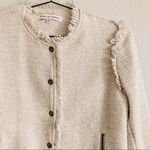 Cupcakes and Cashmere  Oatmeal Tweed Fringe Jacket. Size Small Photo 1
