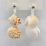 Sea Shell White Bead Drop Boho Cottage Dangle Stud Earrings Fashion Jewelry Photo 0