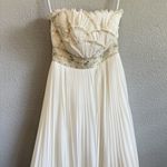Jasmine Couture Strapless Wedding Dress Pleated Skirt Size 8 Sequins Beaded White Photo 1