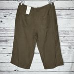 Coldwater Creek NWT Size 16 Brown Natural Fit Linen Blend Crop Pants Photo 1
