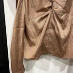 TCEC NWT  Puff Sleeve Smocked Longsleeve Blouse Metallic Brown Size Medium Photo 1