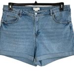 H&M  SZ 18 High-Rise Jean Shorts Cuffed Light Wash Pockets Zip-Fly Stretch Womens Photo 0