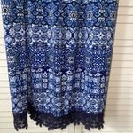 cupio  Maxi Dress Sleeveless V Neck Elastic Waist Blue White Women's‎ Medium Photo 2