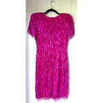 AJ Bari Silk Hot Pink Cattail Sequin Beaded Fringe Vintage Trophy Sheath Dress 6 Photo 1