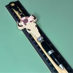 Flower Crown Bull Skull Handmade Beaded Keychain Pen | Black Photo 4