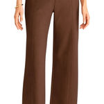 Ann Taylor The Wide Leg Faux Suede Pant Chocolate Brown High Rise NWT 0 Petite Photo 0