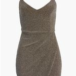 Lulus Forever Your Girl Metallic Body-Con Minidress - Olive Silver Large NWT Photo 0