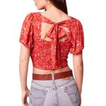 NWT Band Of The Free Joelle Crimson Floral Smocked Crop Top Women’s Size Large Red Photo 3